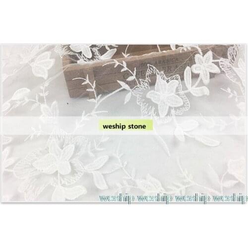 Five-pointed star Net yarn fabric embroidery lace mesh fabric wedding dress cloth DIY garment accessories curtains Stage