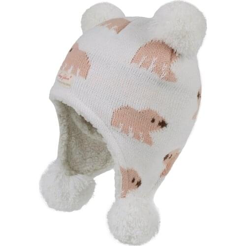 Connectyle Toddler Infant Baby Girls Cotton Cute Cartoon Cat Skull Cap Fleece Lined Fall Winter Hats With Earflap Cap