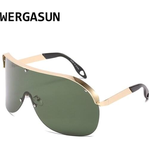 WERGASUN New Oversized Rimless Sunglasses Women Metal Oversized Sun glasses Luxury Lady Shades UV400 Eyewear Oculos de sol