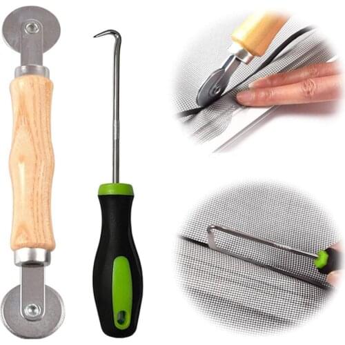 2pcs Screen Window Spline Roller Rubber Strip Hook Gauze Wheel Window Installation Tool Door Rolling Device