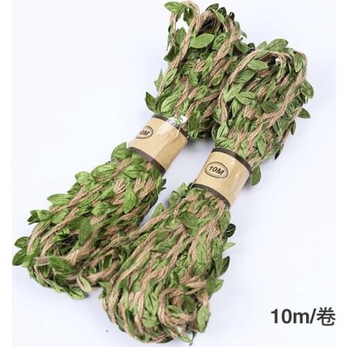 5mm Crude Green Leaf Hemp Rope Jute Twine Rope BurlapHandmade ChristmasEmbroidered DIY Craft Vintage Wedding Party Decor