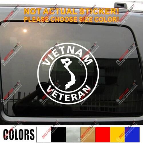 Vietnam Veteran Vet Decal Sticker Map Outline Star Car Vinyl Vietnamese no bkgrd