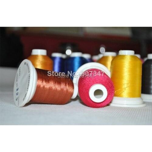 61 Brother colors machine polyester embroidery thread 1000m/cone get 10 plastic bobbins style A