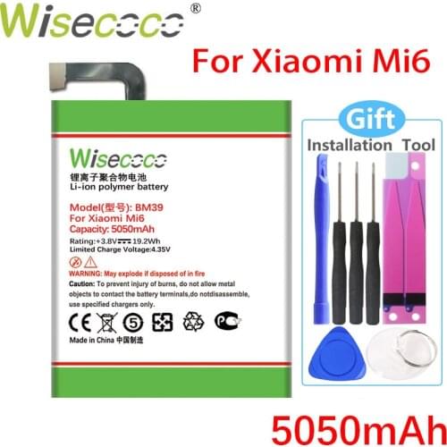 WISECOCO 5050mAh BM39 Battery For Xiaomi Mi6 Mi 6 Mobile Phone In Stock High Quality Battery+Tracking Number