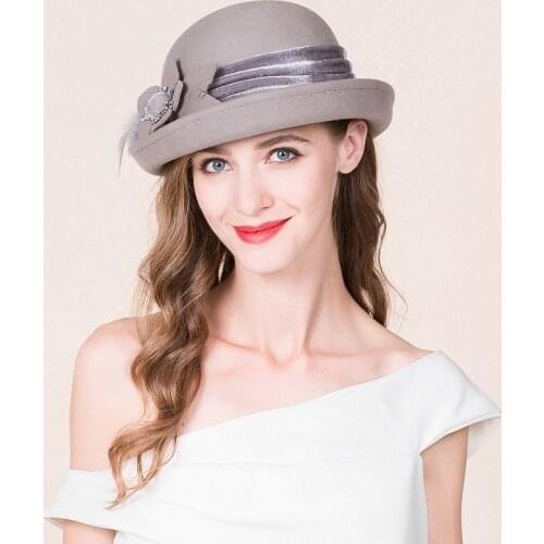 Girls Winter Warm Fedoras Hat Female Winter Woolen Hat Girls British Style Cute Cashmere Painter Cap Flower Decorate B-8721