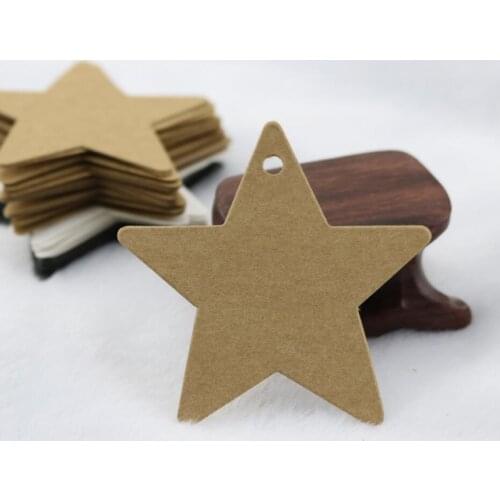 100Pcs Star Kraft Paper Label Wedding Christmas Halloween Party Favor Price Gift Card Luggage Tags White Black Brown 3Colors