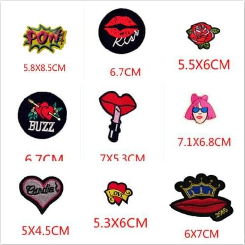 100 PCS/LOT EMBROIDERY Patch Letter Lip Rose Girl Love Clothing DECORATION Sewing Accessories Scrapbook HOME DECOR ART DIY
