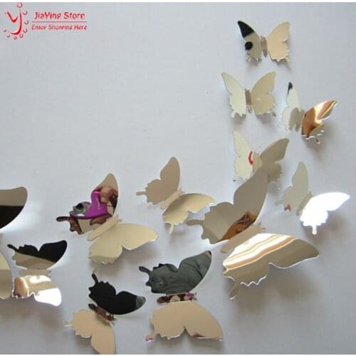 12Pcs/Set Butterfly 3D Vintage Magnetic Wall Sticker For Kids Living Rooms Poster Bathroom Flower Fridge Magnet Stickers Decals