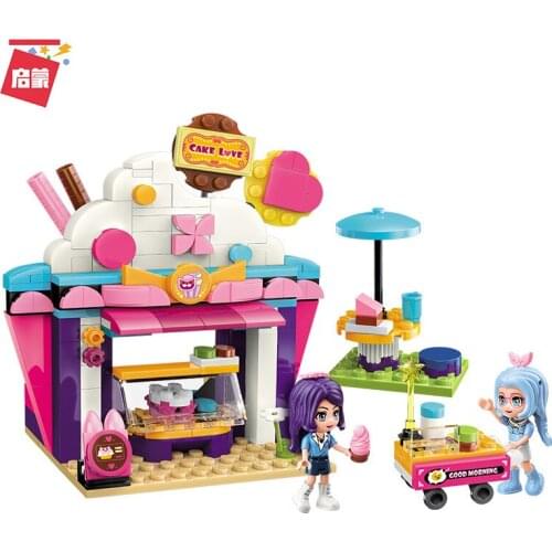 240PCS Enlightenment 2028 Sweet Cake House Assembly Model Girl Small Particles Assembled Building Blocks Toys Gifts