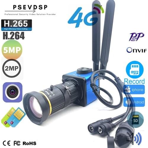 5MP 2MP 3G 4G Box Camera Live Streaming SIM IP Camera SD Card Recording Audio 4G SIM CCTV Security Support Tripod C-CS Lens
