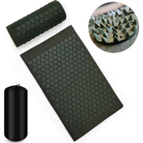 Yoga Acupressure Mat and Pillow Set Acupuntura Accupunctucture Mat Neck Back Foot Massager Pain Stress Relief Massage Pad
