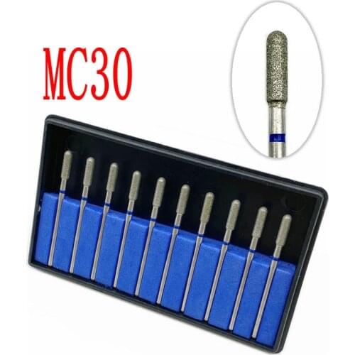 10pcs/set Dental Part Electroplated Diamond Point Polisher Dental HP Diamond Burs HP Rotary Bur Set Dental Lab Nail Drill Bits