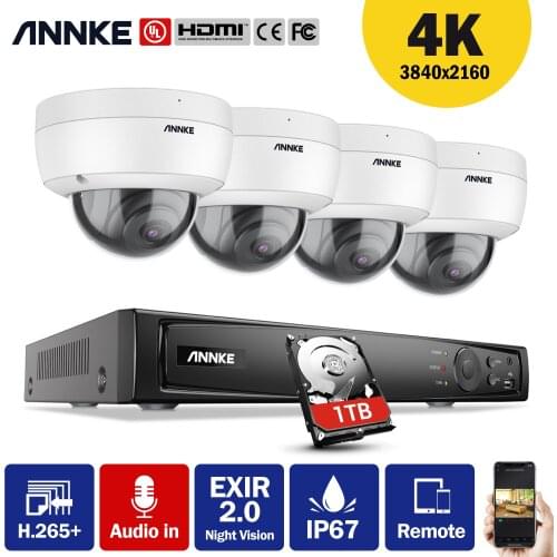 ANNKE 8CH 4K Ultra HD POE Network Video Security System 8MP H.265 NVR With 4/8pcs 8MP Weatherproof IP Camera CCTV NVR Kit