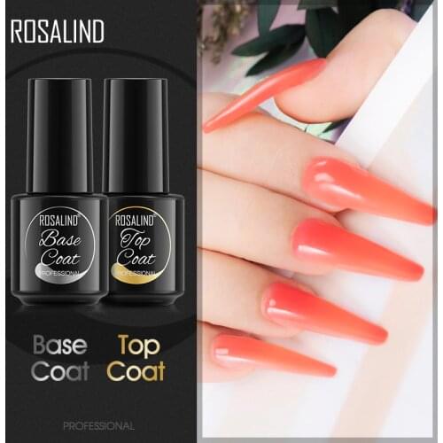 ROSALIND Base Top Coat 7ml Hybrid Varnishes Soak Off Gel Lacquer Semi Permanent Nail Art For Manicure Long Lasting Gel Primer