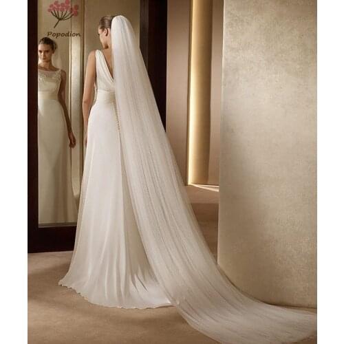 White 3m 5m long trailing 3 layer cathedral wedding veils bridal veil with comb wedding vail accesories women
