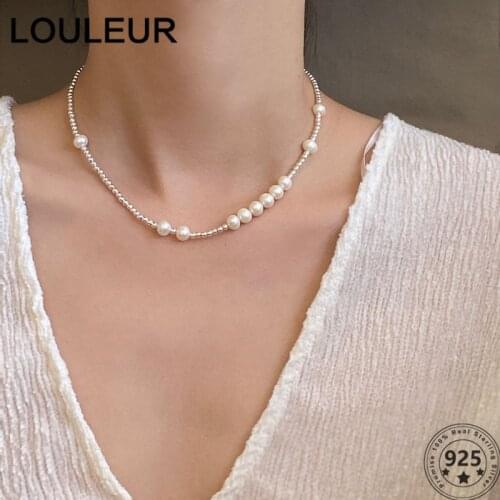 LouLeur 2021 News 925 Sterling Silver Necklace Choker Pearl Necklace Luxury For Women Girl Fine Jewelry All-Matched
