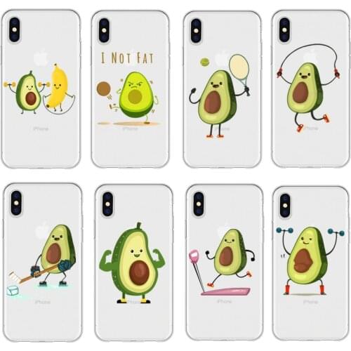 Cartoon Phone Case Coque For iPhone 11 XR 7 8 Plus X XR MAX 5 SE Plus Cute Funny Avocado Transparent Phone Cover For iPhone 6 6s