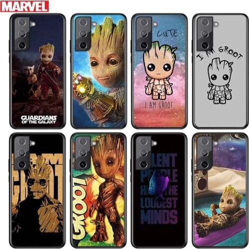 Marvel I am Groot For Samsung Galaxy S21 S20 FE S10e S10 S9 S8 S7 S6 Ultra Plus Lite 5G Edge Black Soft Phone Case