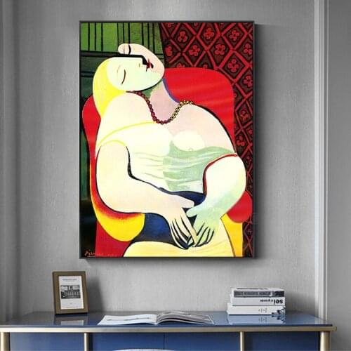 Dreaming Woman by Picasso Famous Art Reproductions Canvas Painting Posters and Prints Wall Art Picture Cuadros Home Room Decor