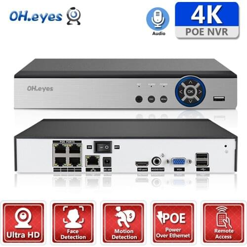 H.265 HEVC 4CH POE NVR Security IP Camera video Surveillance CCTV System P2P ONVIF 5MP 8MP Network Video Recorder XMEYE