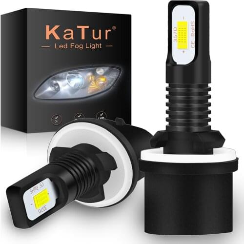 Katur 2Pcs H27 Led 880 Led Bulb H27W1 2400LM 6500K White Car Fog Light Front Head Driving Running Lamp Auto 12V H27W/1 H27W