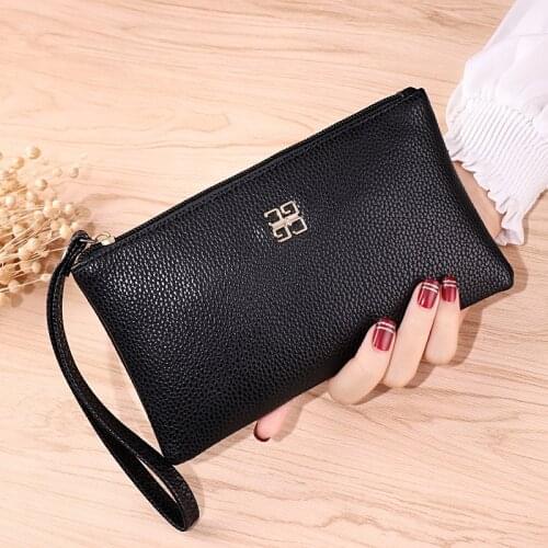 Women Long Casual Wallet Litchi Grain PU Leather Lady Zipper Phone Pocket Credit Card Holder Female Purse Coin Money Bag Clutch