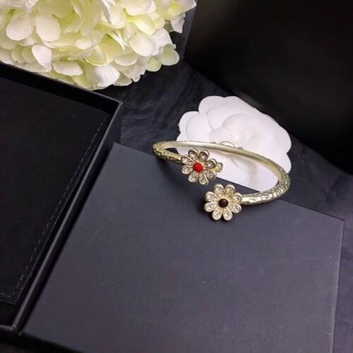 YPAY8 Fashion Luxury Brand Women Bracelets Flowers Open Cuff Design Wedding partyl Crystal Bracelets Luxury Rose Gold Jewelry