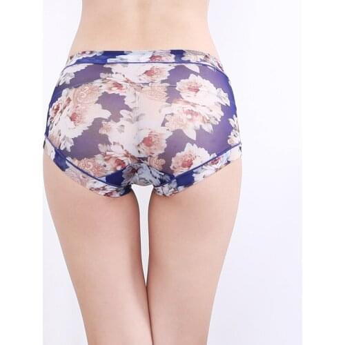 Fashion sexy cozy women panty female printed mesh underwear light thin slim breathable briefs lady elegant mid waist underpants