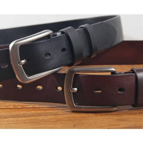 Fashion luxury retro pin buckle casual cowhide no interlayer 100% genuine leather mens belt For Cowboy Jeans Vintage belt