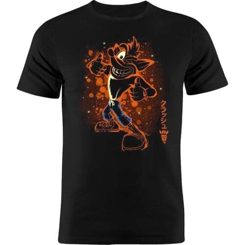 Mens T Shirt Cotton Crash Bandicoot Artwork Black Tee