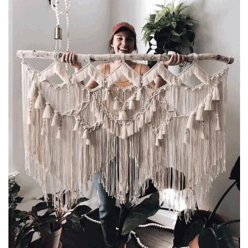 Nordic Wind Tapestry Hand-woven Wall Hangings Bedroom Sofa Background Tassels Lodging Woven Tapestries Decoration Home