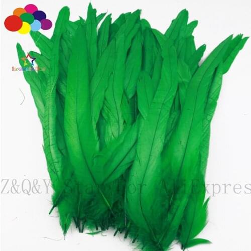 Natural 25-30CM (10-12 inches) rooster tail decolored grass green 20-200PCSDIY craft jewelry show costume decoration feather
