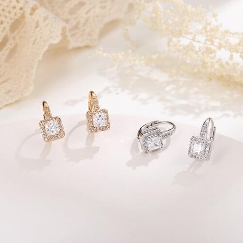 New small Trendy Korean Stud Earrings temperament Gold Silver Color AAA Cubic Zirconia Simple Earrings For Women Jewelry