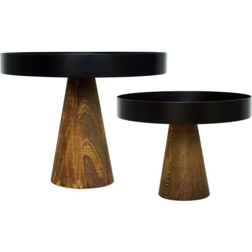 Ins style photo prop tray jewelry display plate log color base high foot cake plate Black Jewelry plate