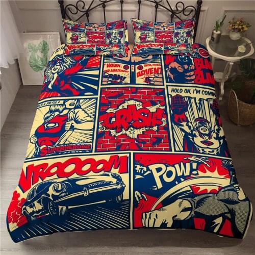 Popular Cartoon Cartoon Print Home Textile Single Double King Queen Size Bedroom Decoration Down Bed Cover Pillowcase