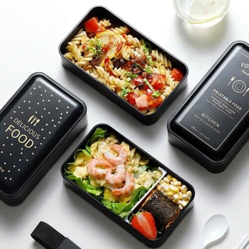 Portable Rectangular Lunch Box Double Plastic Material Bento Box 1200ml Microwave Tableware Food Storage Container Lunch