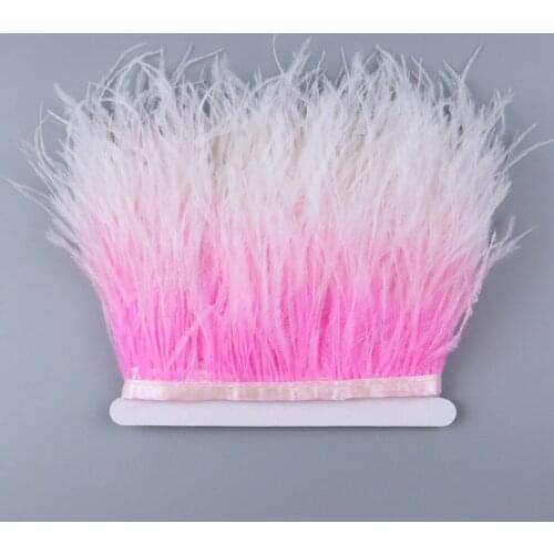 10-15Cm Mix-White Dark Pink Ostrich Feathers Trims Ribbon Decoration Accessories For Clothes Needlework Plumes Home Decor Crafts