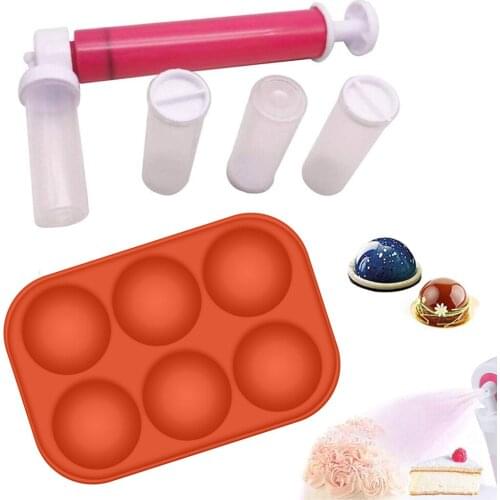 Manual Airbrush Cake Coloring Spray Gun 6-Cavity Silicone Cake Mold Kit DIY Baking Tool For Decorating Cupcakes And Desserts
