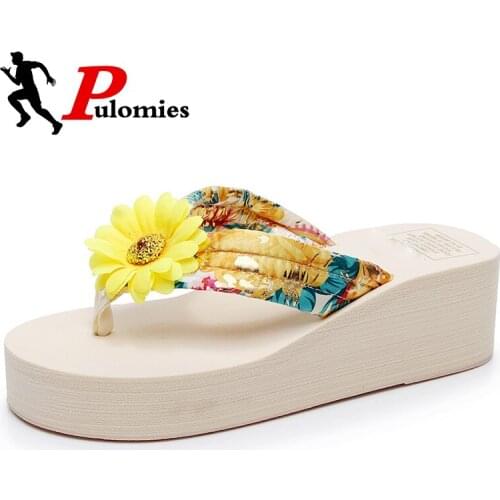 PULOMIES Summer Women Slippers Platform Clogs Flip Flops Outdoor Garden Shoes Female Pool Sandals Bathroom Mules Beach Slippers