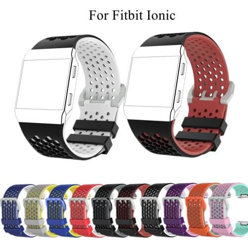 Silicone Wrist Strap For Fitbit Ionic Smart Watch Band Breathable Bands Two-Color Sports Fashion Wristband For Fitbit ionic L/S