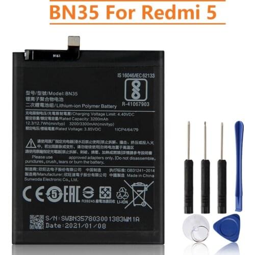 Xiao Mi Original Replacement Battery BN35 For Xiaomi Mi Redmi 5 5.7" Redrice 5 Authentic Phone Battery 3300mAh