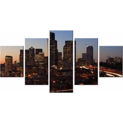Latest Wall Decor 5 Panel Modern Wall Art Home Decoration Frame Painting Canvas Prints Pictures Cityscape series /XC-city-56