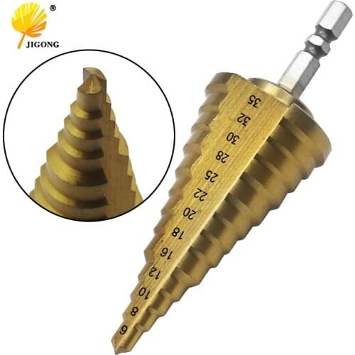 6-35mm Large HSS Steel Step Cone Drill Countersink Titanium Bit Set Hole
