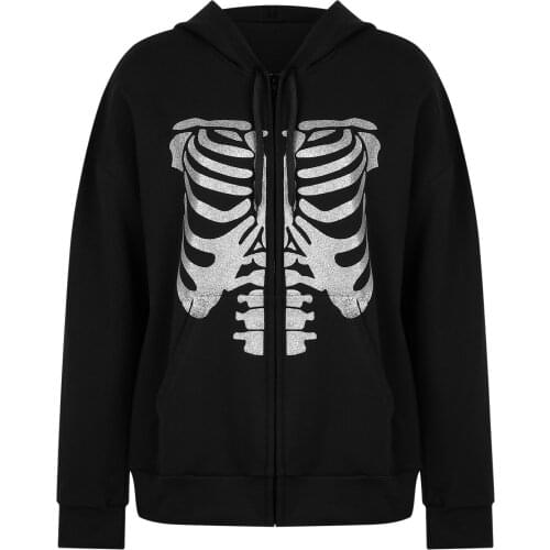 Spring and Autumn Women Loose and Casual Hooded Cardigan,Adults Sternum Print Long Sleeve Sweater with Drawstring,Black/Brown