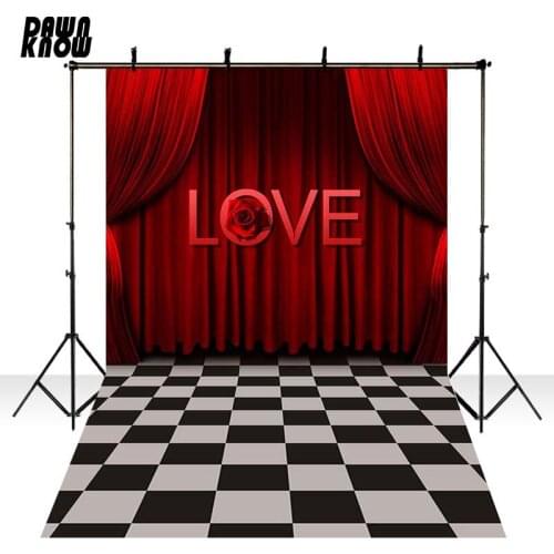 DAWNKNOW Red Stage Vinyl Photography Background For Newborn Love Rose Photo Shoot Backdrop For Wedding Photo Studio CM6115