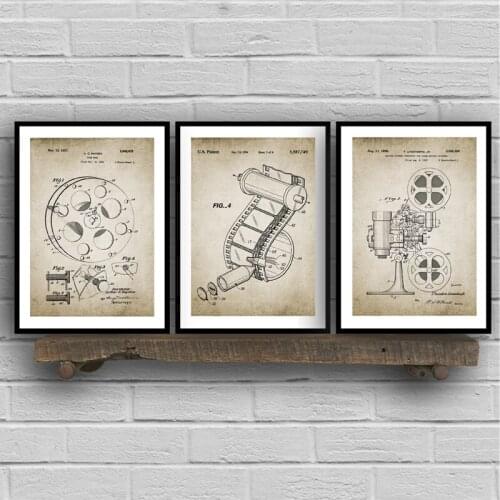 Vintage Motion Picture Camera Canvas Posters and Prints Movie Patent Wall Art Pictures Cinema Invention Painting Home Decor