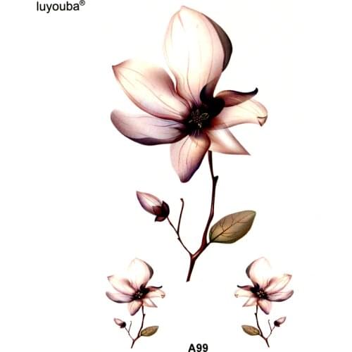 Lily Flower Waterproof Temporary Tattoos Men Tatuajes Temporales Sleeve Tatoo Henna Tatuagem Tree Art Tattoo