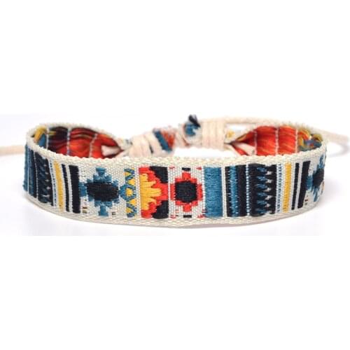 Bright Ethnic Folk Cotton And Linen Bracelet Retro Handmade Cord Embroidery Hippie Friendship Wrap Bracelets Women