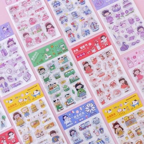 1 Sheet Cute Kawaii Girls Boys Stickers Diary Scrapbook Decoration Stationery Office School Adhesive Diary Album