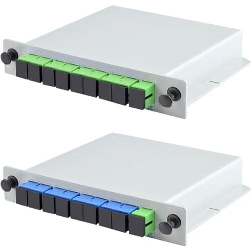 10pcs/lot SC APC PLC 1X8 Splitter Fiber Optical Box FTTH PLC ABS Splitter Box with 1X8 Planar Waveguide Type Optical Splitter